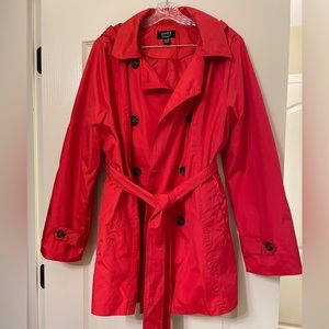 Red hooded raincoat
